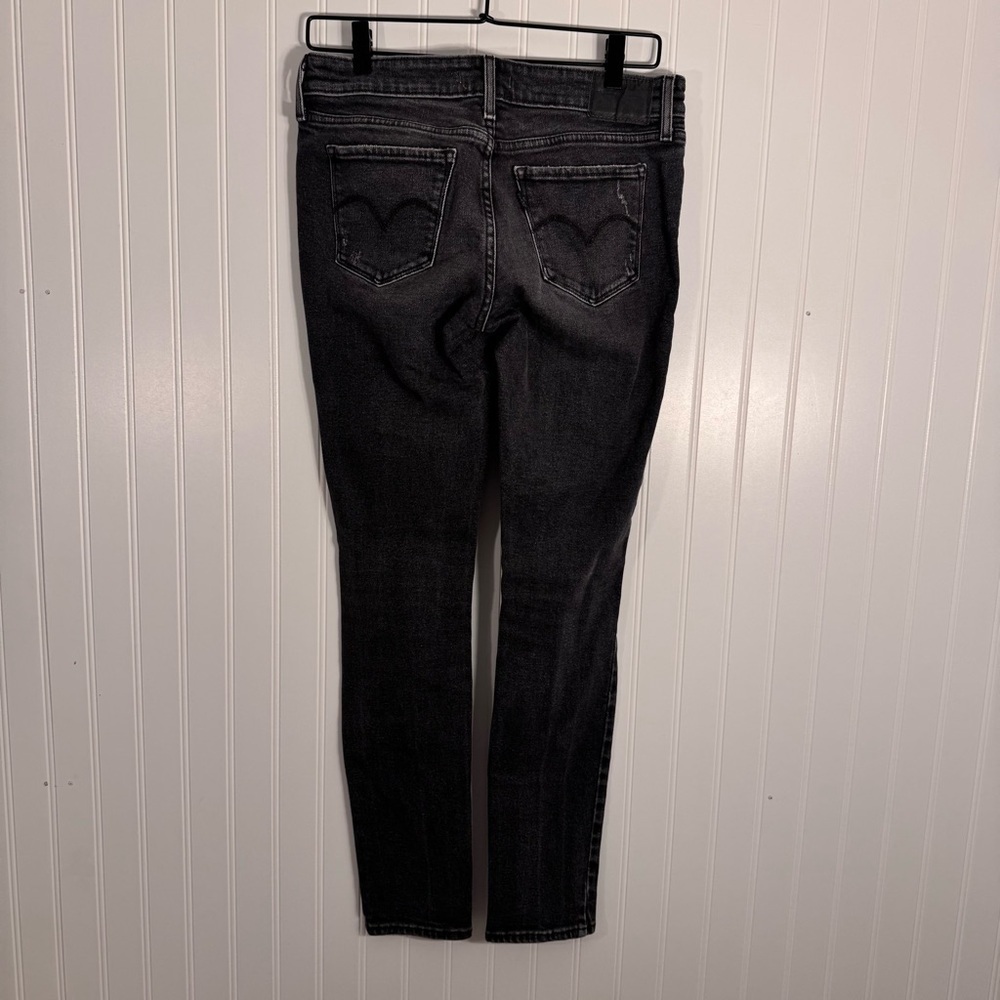 Levi’s Women’s 711 Skinny Distressed Black Denim Jeans Size 28 - Picture 7 of 14
